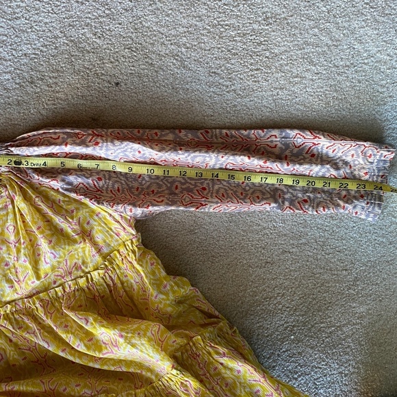 Charina Sarte‎ Swing Mini Dress Women's S Yellow Pink Poppy India Print - Picture 14 of 16